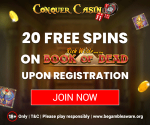 www.ConquerCasino.com - 20 безплатни завъртания | $ 200 бонус